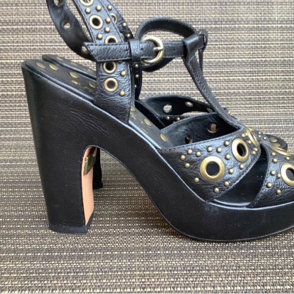 90s Bridget Shuster riveted studded platform heels sandals - Picture 3 of 10